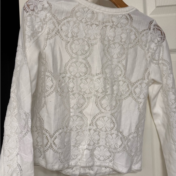 Free People Jae White Lace button up Blouse - Picture 6 of 7